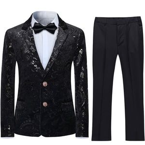 Boys Formal Black (Jacquard Print) Tuxedo, Size 8 years, 140